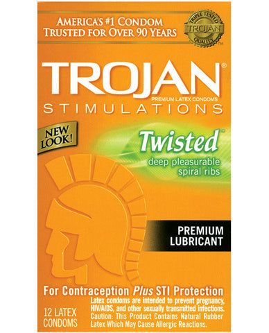 Trojan Twisted Pleasure Condoms - Box of 12