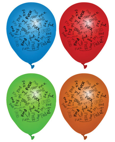 Dirty F-Bomb Balloons - Asst. Colors Pack of 8