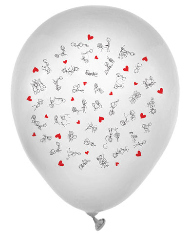 Dirty Position Stick Figures Balloons - White Pack of 8