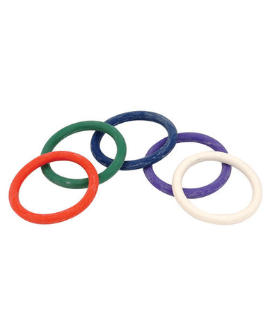 1.5" Rubber Cock Ring Set - Rainbow Pack of 5