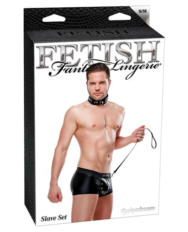 Fetish Fantasy Lingerie Slave Set w/Briefs, Collar & Leash Black