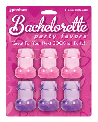 Bachelorette Party Favours Pecker Shot Glasses - Pack of 6