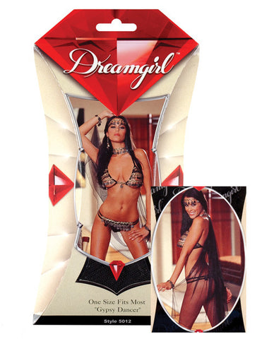4 pc Gypsy Dancer Coin Bra Top, G-String, Head & Neck Band w/Cape O/S